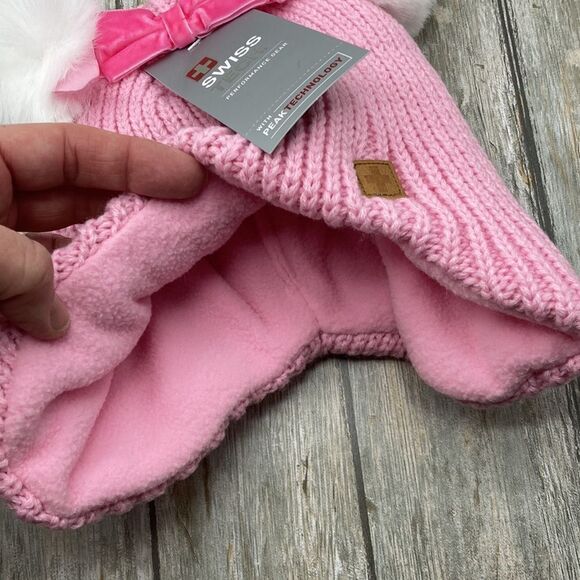 Toddler Girl Winter Puffy Snow Boots & Hat With Pom Poms Size 13 - Picture 10 of 10